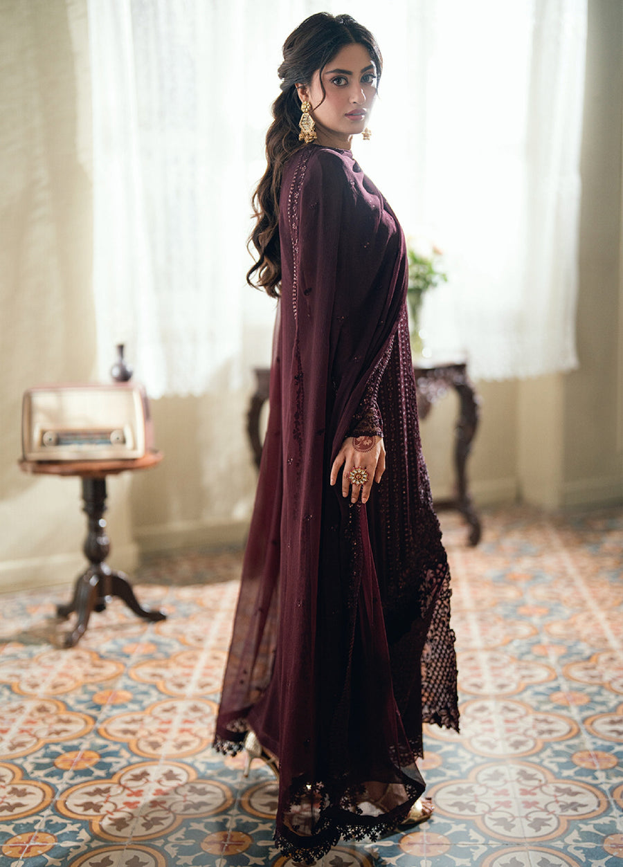 Azure Eid Ensembles Embroidered Chiffon Unstitched 3Pc Suit ES-138