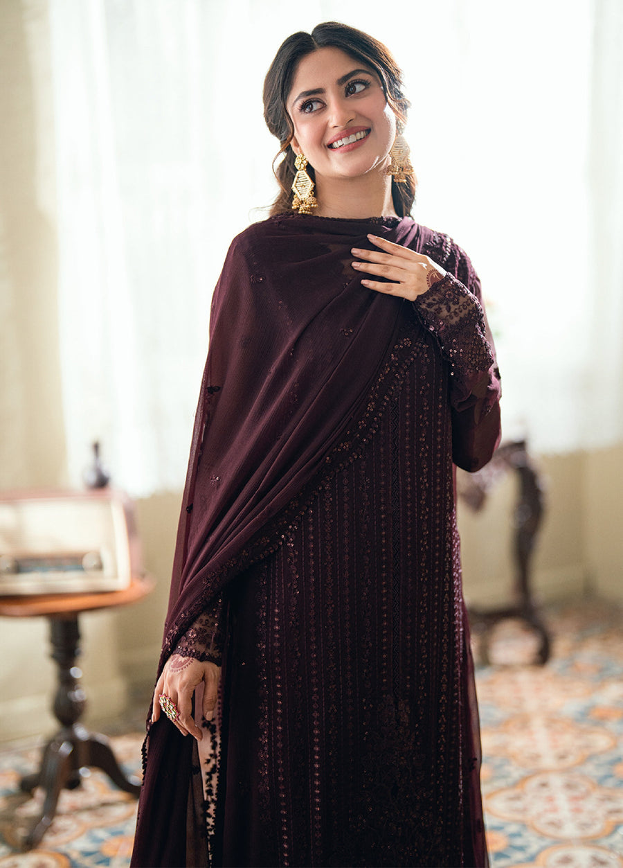 Azure Eid Ensembles Embroidered Chiffon Unstitched 3Pc Suit ES-138