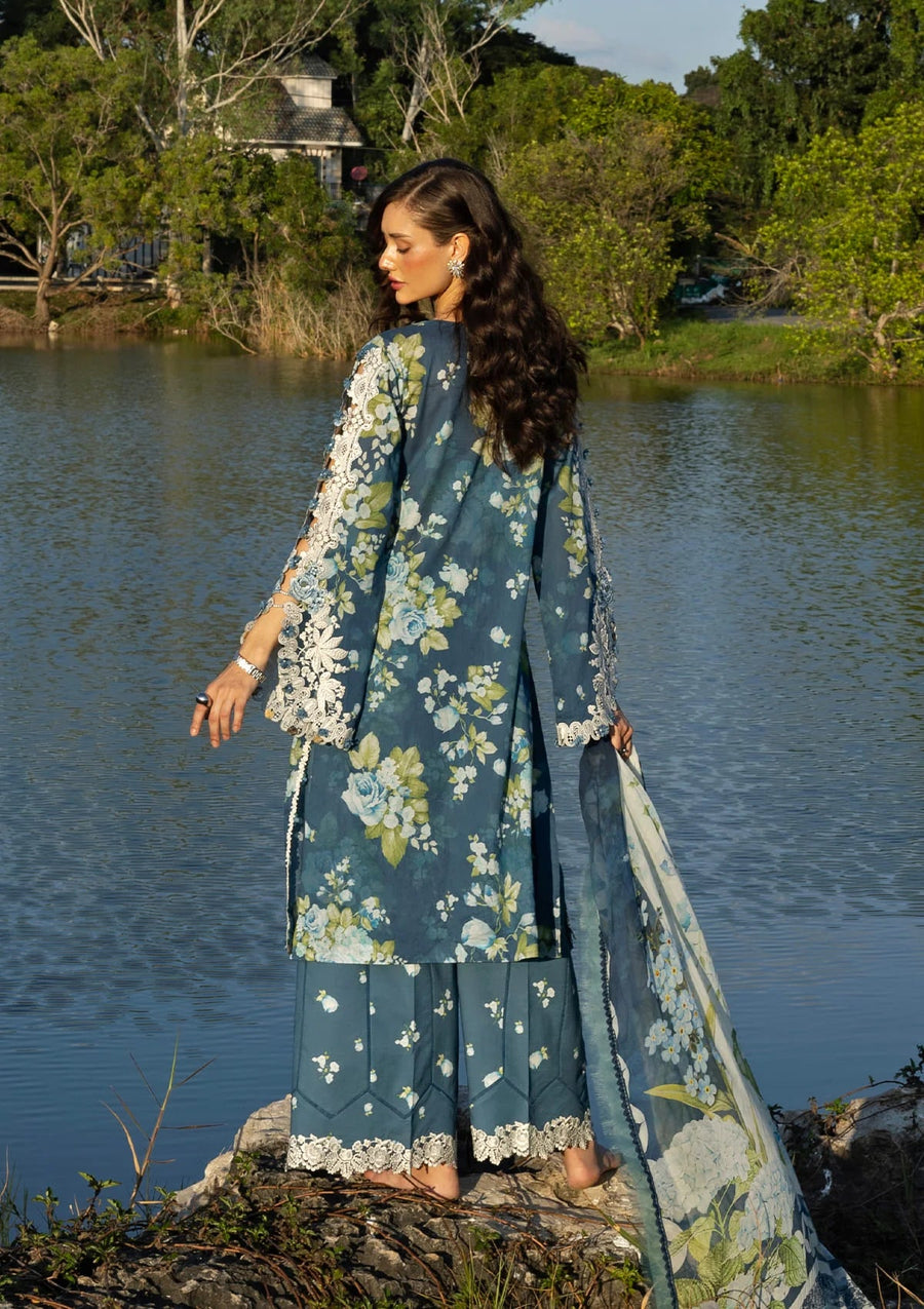 Elaf Premium Signature Embroidered Lawn Unstitched 3Pc Suit ESA-7B Sea Enchantress