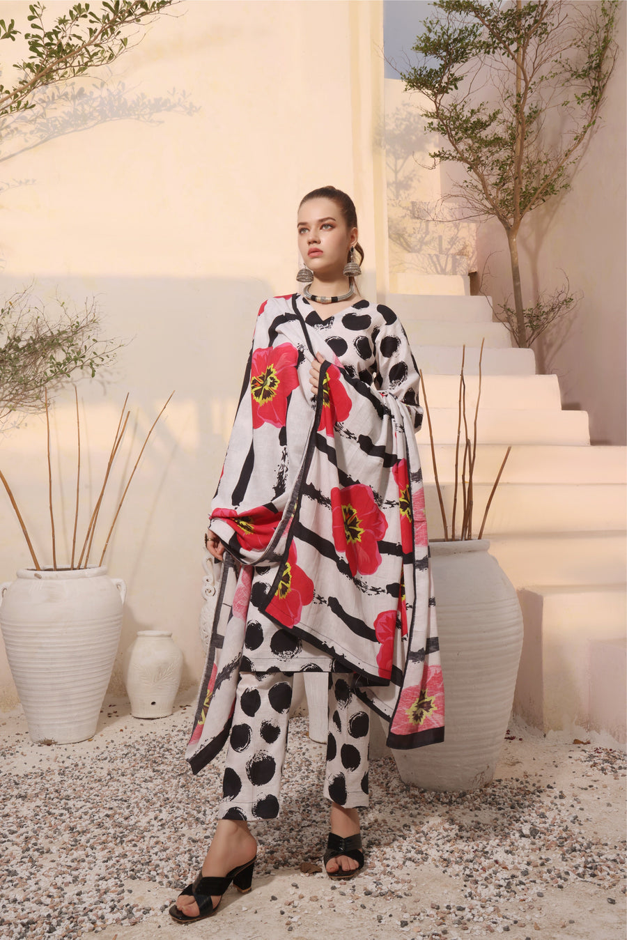 Feathers Digital Printed Dhanak Unstitched 3Pc Suit ETERNAL BLOSSOM-FT296
