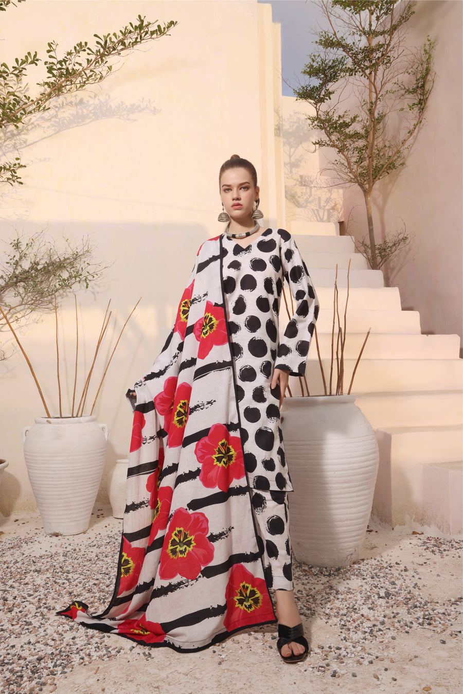 Feathers Digital Printed Dhanak Unstitched 3Pc Suit ETERNAL BLOSSOM-FT296