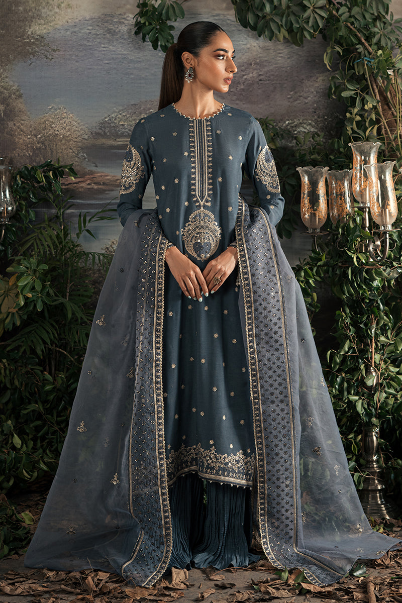Cross Stitch Luxe Atelier Unstitched Silk 3Pc Suit - ETHNIC SUEDE