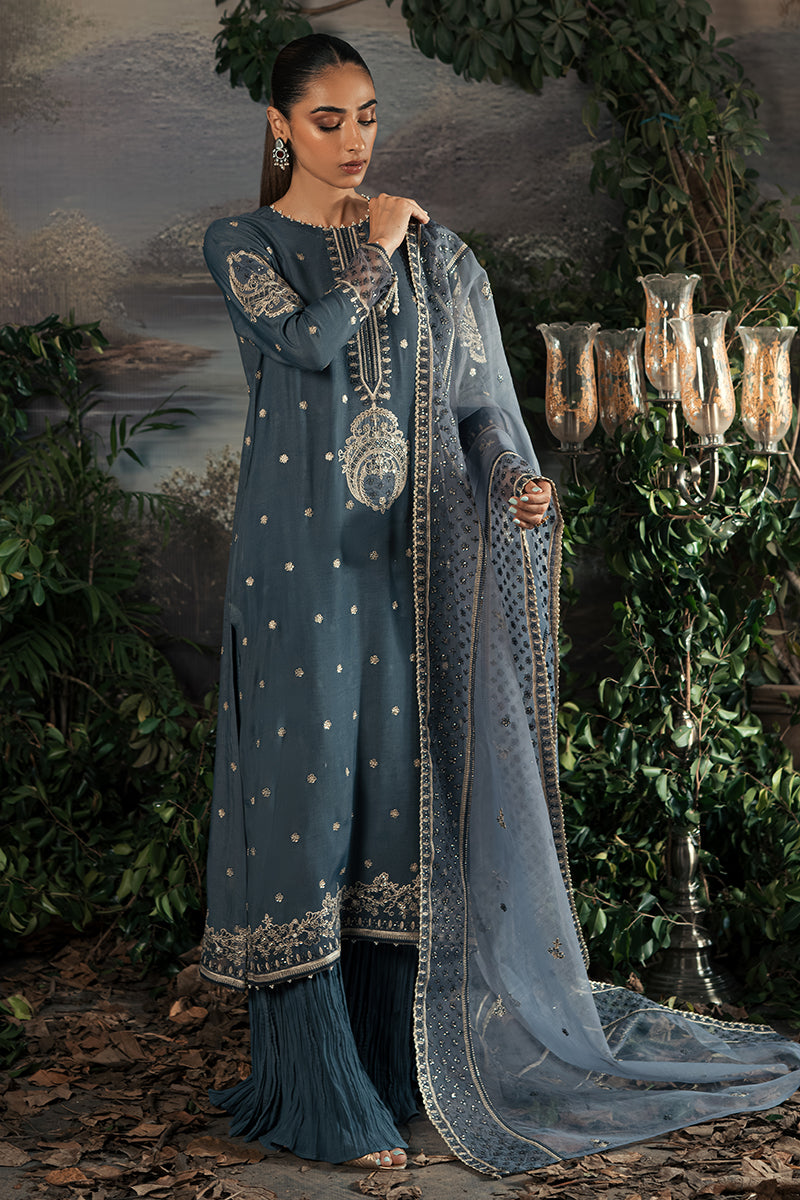 Cross Stitch Luxe Atelier Unstitched Silk 3Pc Suit - ETHNIC SUEDE