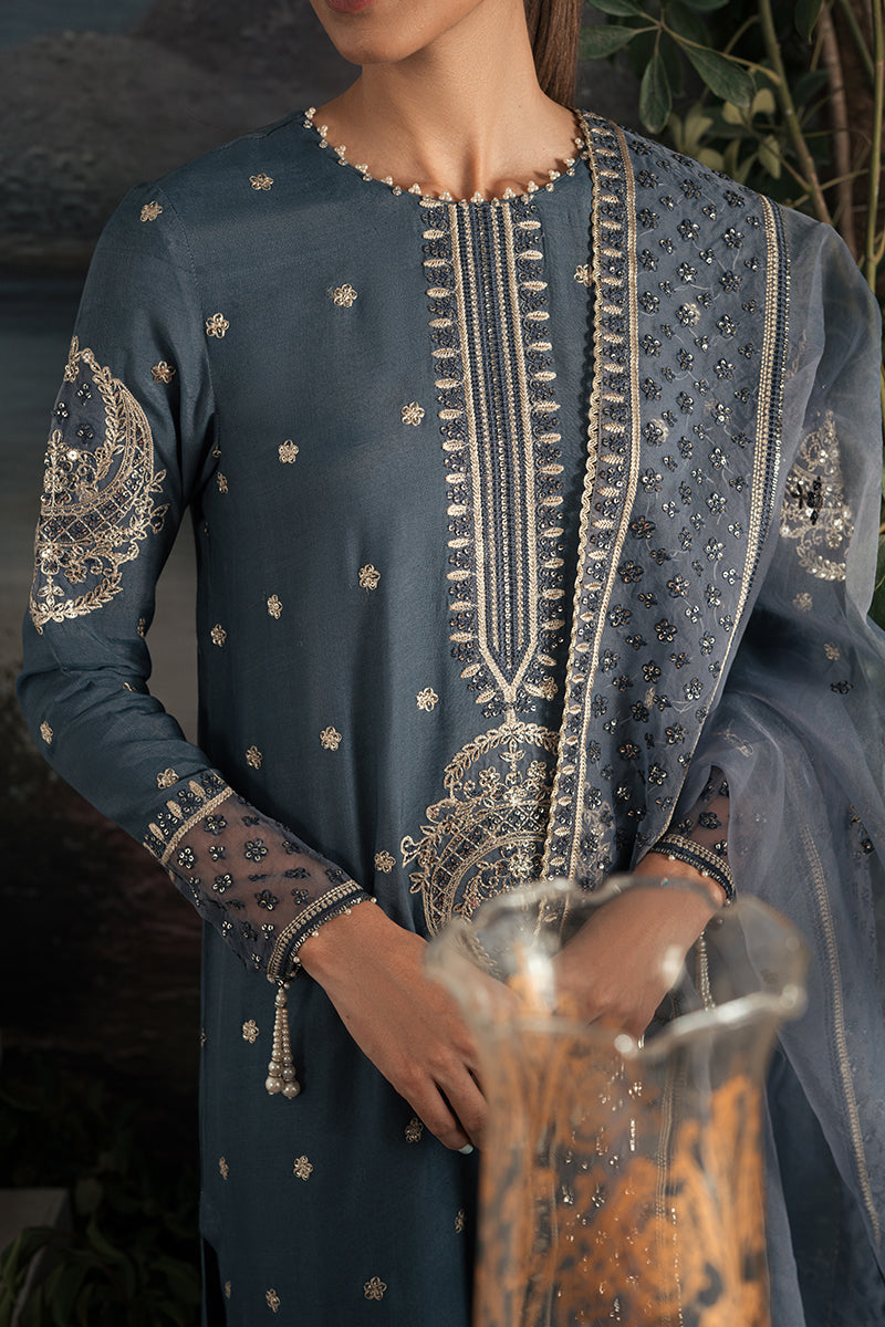 Cross Stitch Luxe Atelier Unstitched Silk 3Pc Suit - ETHNIC SUEDE