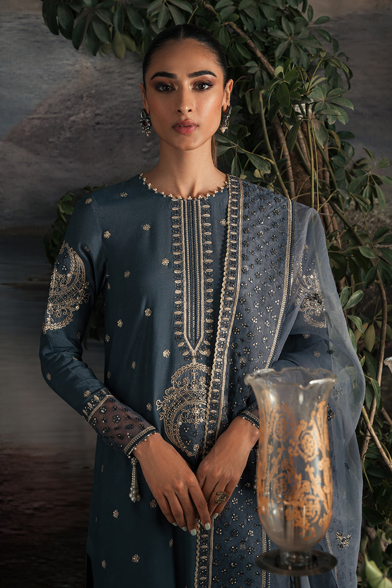 Cross Stitch Luxe Atelier Unstitched Silk 3Pc Suit - ETHNIC SUEDE
