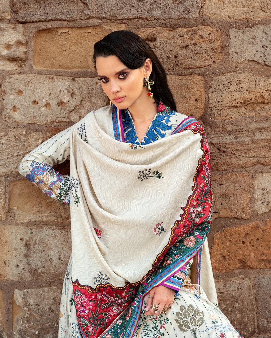 Esmel Lueur Dorent Embroidered Viscose Unstitched 3Pc Suit EUNWI2501-01 Ivoria