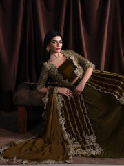 Faiza Faisal Solene Embroidered Velvet Unstitched 3Pc Suit - EVANIA