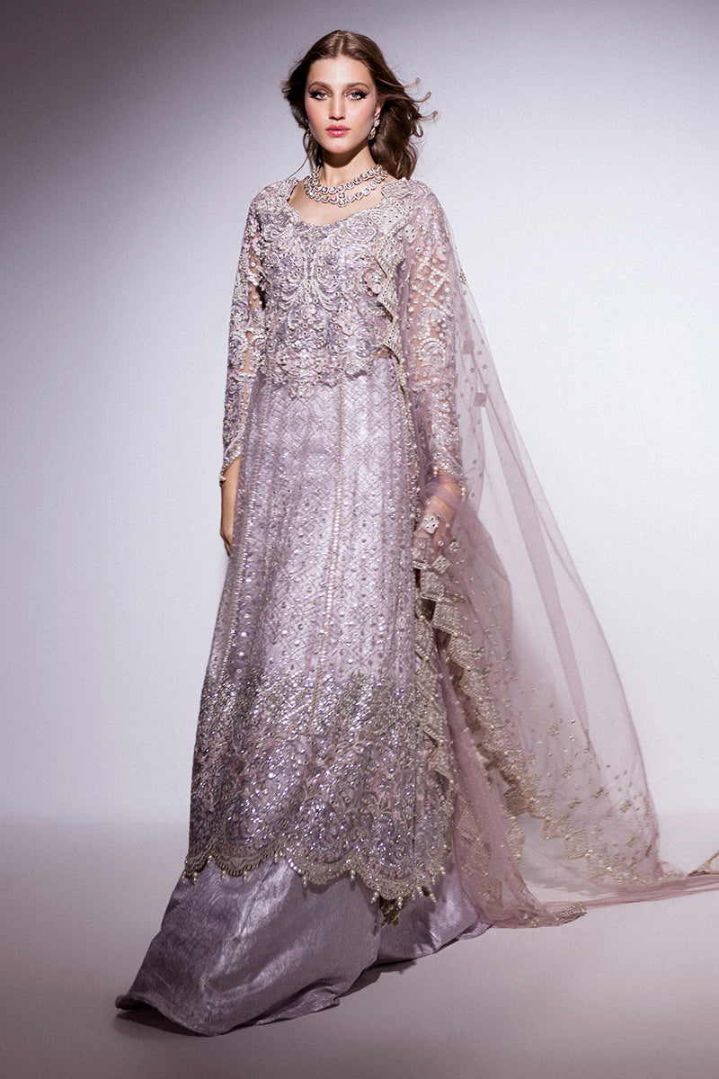 Best of Mushq Embroidered Net Unstitched 3Pc Suit BOM-10 Evening Haze