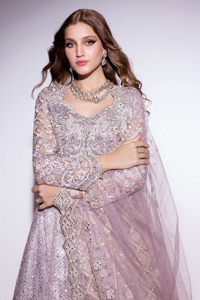 Best of Mushq Embroidered Net Unstitched 3Pc Suit BOM-10 Evening Haze