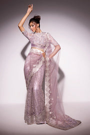 Best of Mushq Embroidered Net Unstitched 3Pc Suit BOM-10 Evening Haze