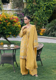 Elaf Premium Embroidered Karandi Unstitched 3Pc Suit EWK-1B FLORIGOLD