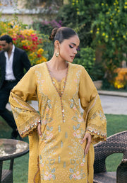 Elaf Premium Embroidered Karandi Unstitched 3Pc Suit EWK-1B FLORIGOLD