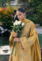 Elaf Premium Embroidered Karandi Unstitched 3Pc Suit EWK-1B FLORIGOLD