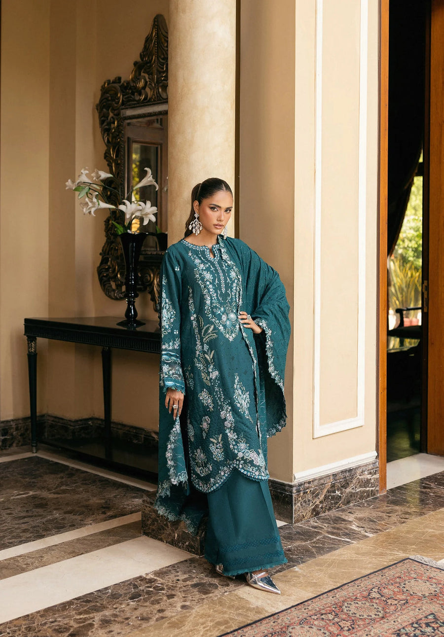 Elaf Premium Embroidered Karandi Unstitched 3Pc Suit EWK-2A FIORENNE