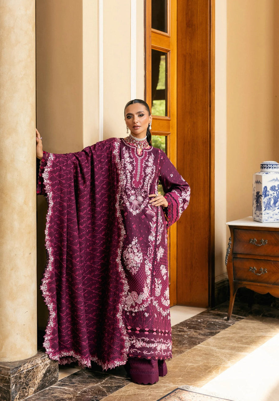 Elaf Premium Embroidered Karandi Unstitched 3Pc Suit EWK-2B BERRYBLUSH