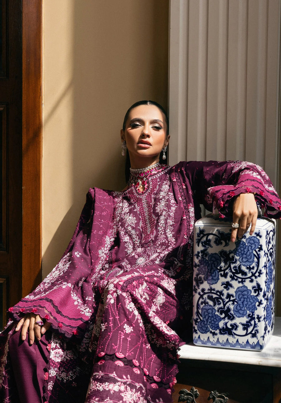 Elaf Premium Embroidered Karandi Unstitched 3Pc Suit EWK-2B BERRYBLUSH