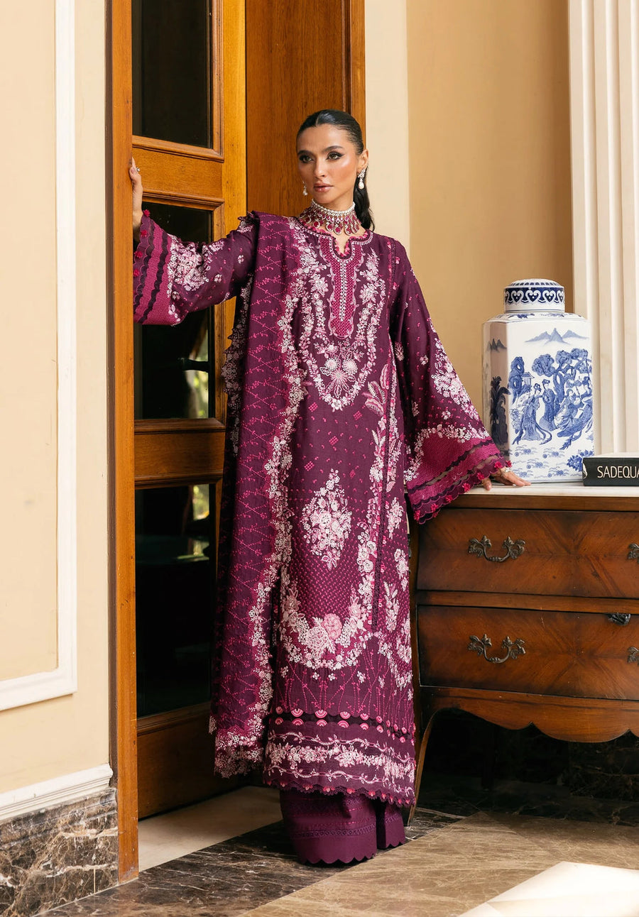 Elaf Premium Embroidered Karandi Unstitched 3Pc Suit EWK-2B BERRYBLUSH
