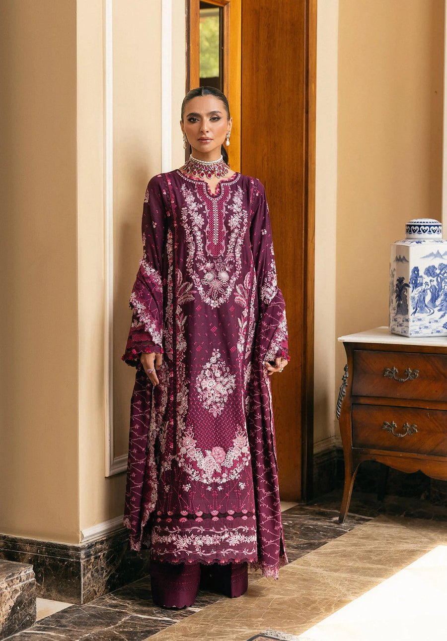 Elaf Premium Embroidered Karandi Unstitched 3Pc Suit EWK-2B BERRYBLUSH