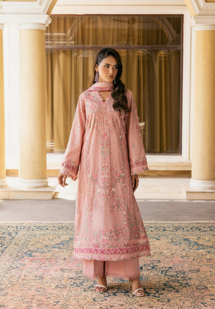 Elaf Premium Embroidered Karandi Unstitched 3Pc Suit EWK-3A DUSTYROSE