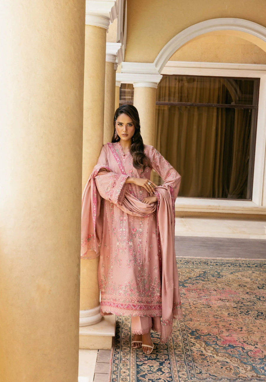 Elaf Premium Embroidered Karandi Unstitched 3Pc Suit EWK-3A DUSTYROSE