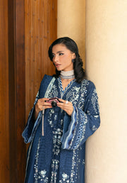 Elaf Premium Embroidered Karandi Unstitched 3Pc Suit EWK-3B AQUELUNE