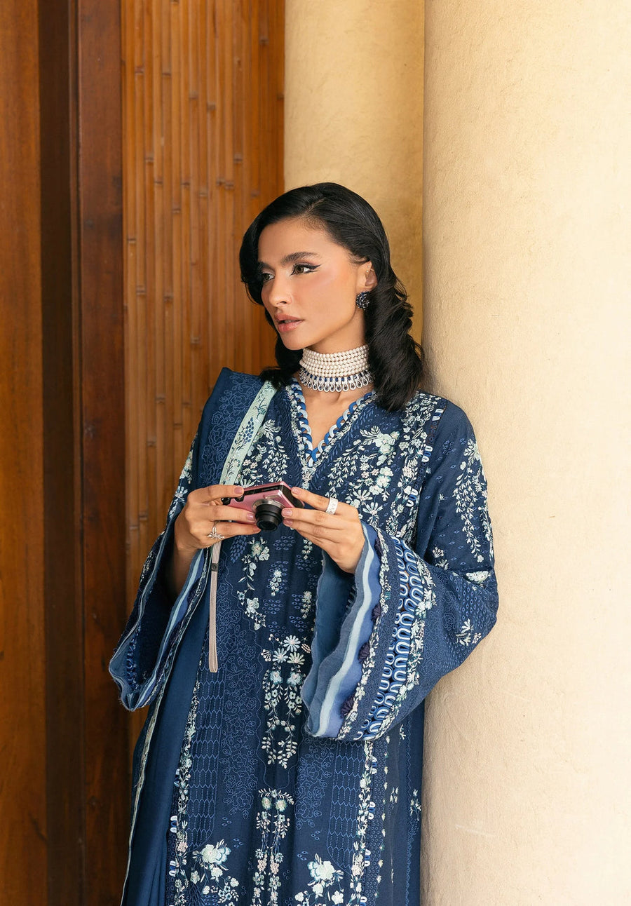 Elaf Premium Embroidered Karandi Unstitched 3Pc Suit EWK-3B AQUELUNE