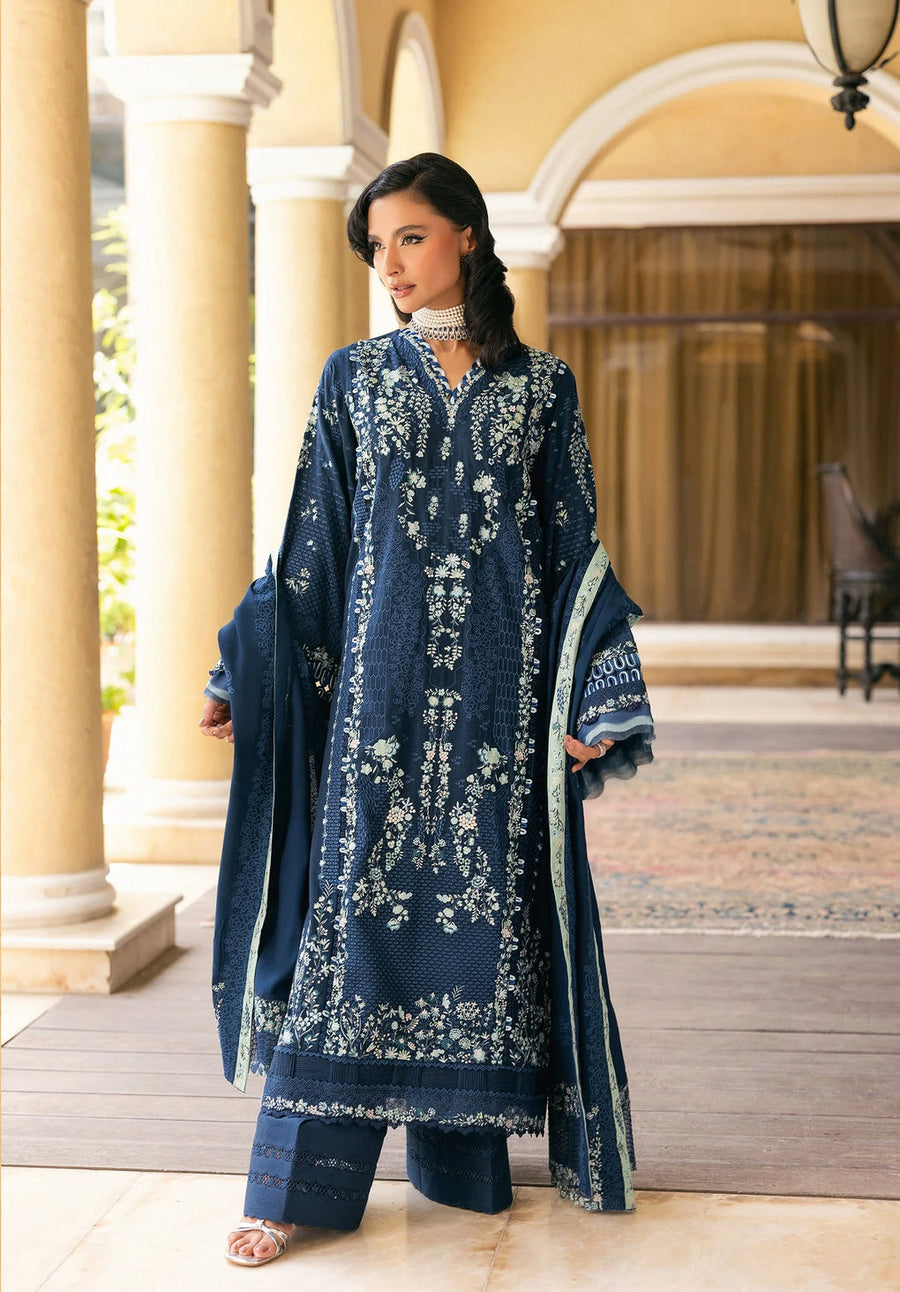 Elaf Premium Embroidered Karandi Unstitched 3Pc Suit EWK-3B AQUELUNE