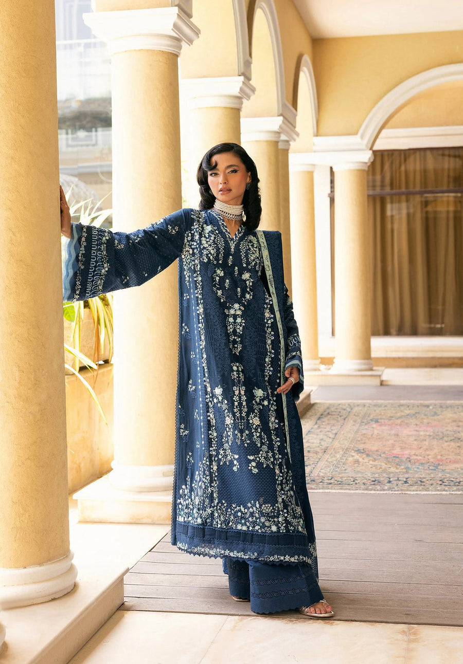 Elaf Premium Embroidered Karandi Unstitched 3Pc Suit EWK-3B AQUELUNE