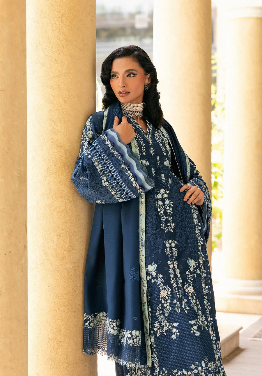 Elaf Premium Embroidered Karandi Unstitched 3Pc Suit EWK-3B AQUELUNE