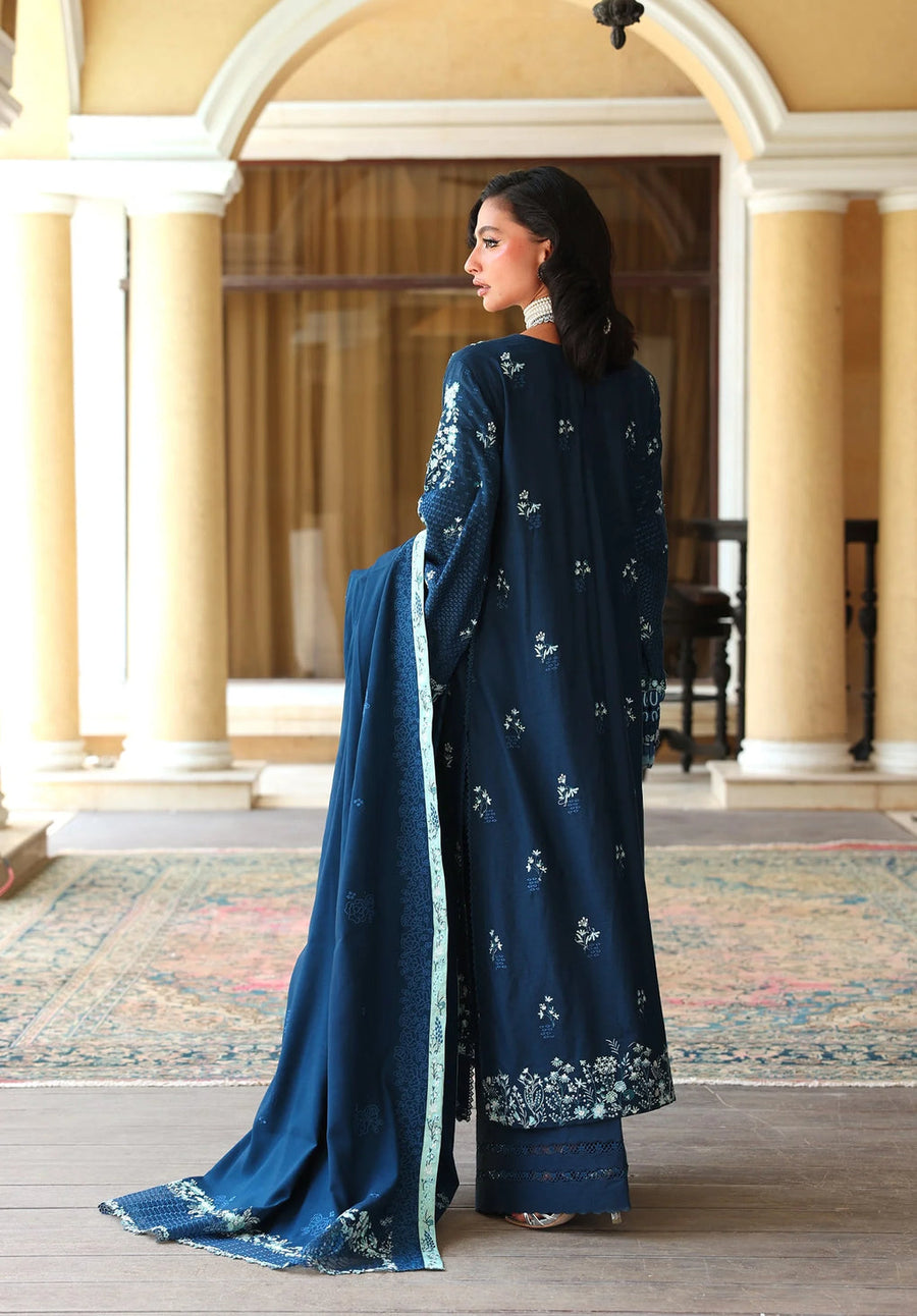 Elaf Premium Embroidered Karandi Unstitched 3Pc Suit EWK-3B AQUELUNE