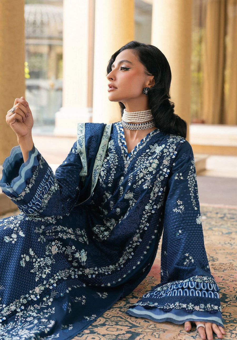 Elaf Premium Embroidered Karandi Unstitched 3Pc Suit EWK-3B AQUELUNE