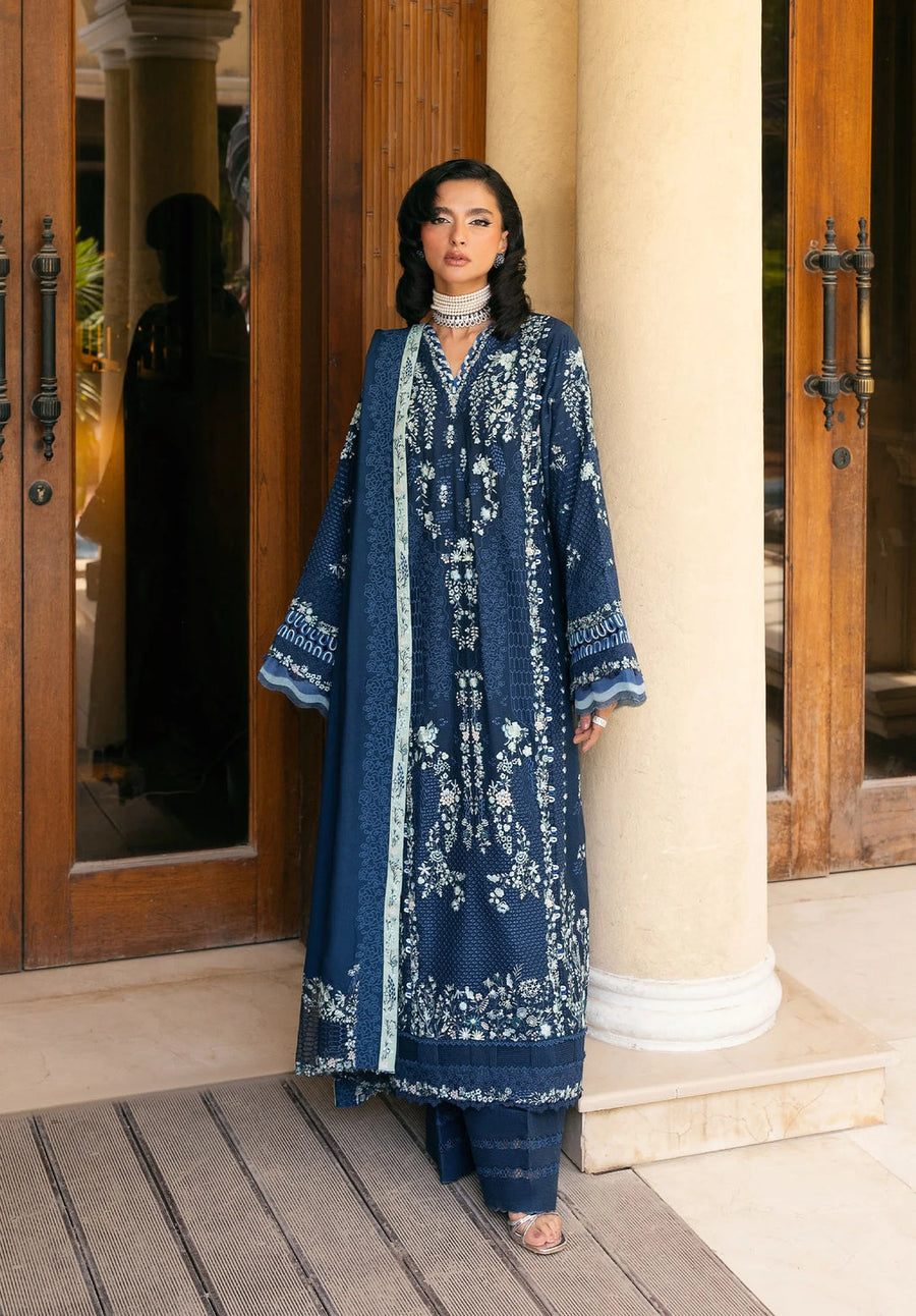 Elaf Premium Embroidered Karandi Unstitched 3Pc Suit EWK-3B AQUELUNE