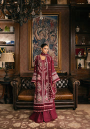 Elaf Premium Embroidered Karandi Unstitched 3Pc Suit EWK-4B CRIMSONELLE