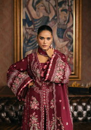 Elaf Premium Embroidered Karandi Unstitched 3Pc Suit EWK-4B CRIMSONELLE