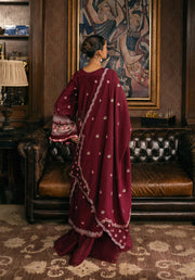 Elaf Premium Embroidered Karandi Unstitched 3Pc Suit EWK-4B CRIMSONELLE