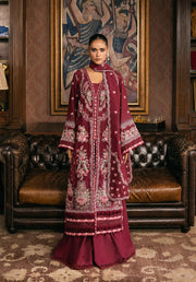 Elaf Premium Embroidered Karandi Unstitched 3Pc Suit EWK-4B CRIMSONELLE