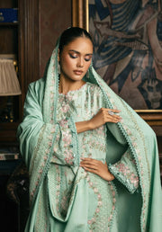 Elaf Premium Embroidered Karandi Unstitched 3Pc Suit EWK-5B FLORAZURE