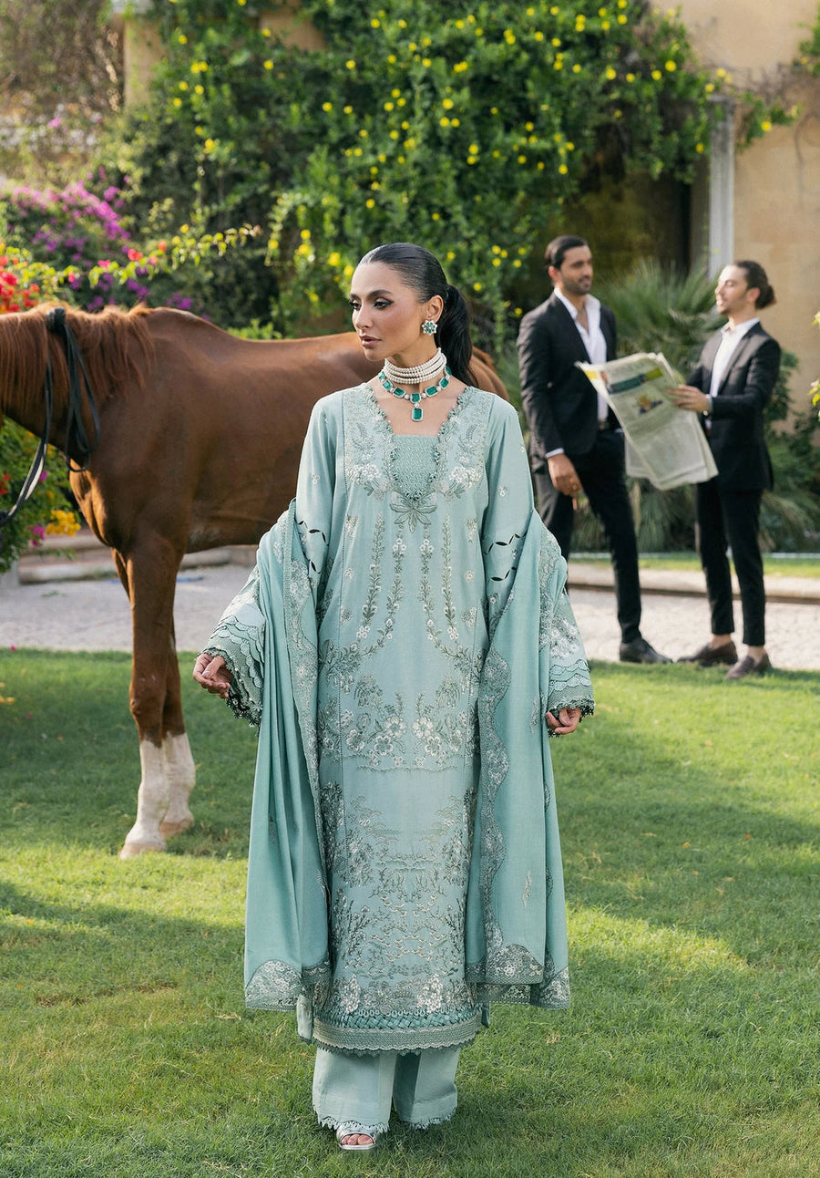 Elaf Premium Embroidered Karandi Unstitched 3Pc Suit EWK-7A MINTFROST
