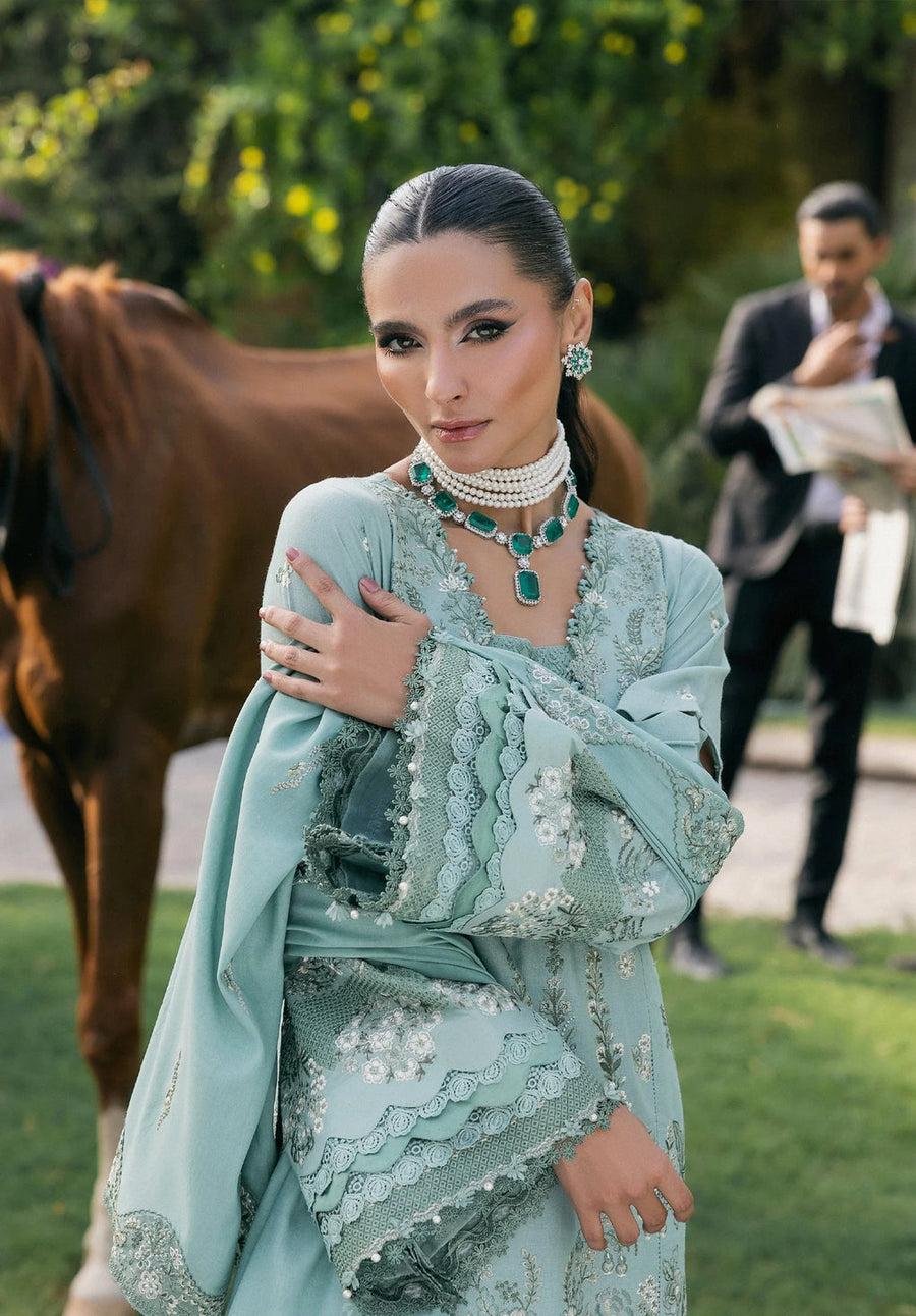 Elaf Premium Embroidered Karandi Unstitched 3Pc Suit EWK-7A MINTFROST