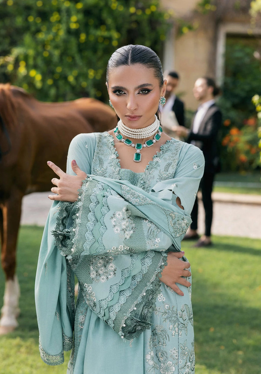 Elaf Premium Embroidered Karandi Unstitched 3Pc Suit EWK-7A MINTFROST