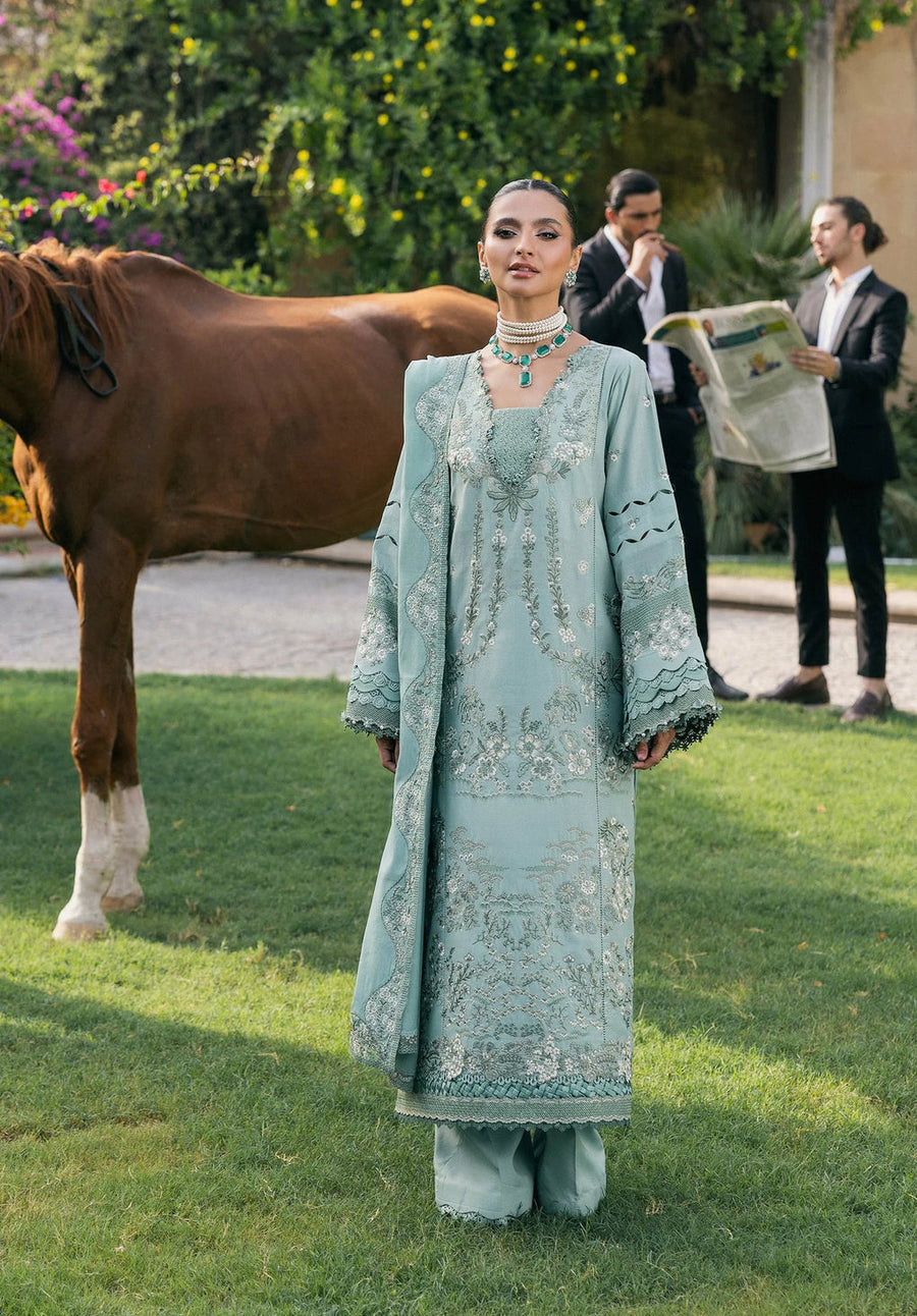 Elaf Premium Embroidered Karandi Unstitched 3Pc Suit EWK-7A MINTFROST