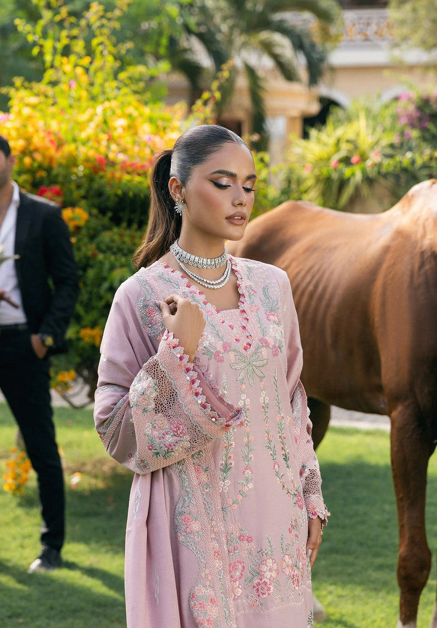 Elaf Premium Embroidered Karandi Unstitched 3Pc Suit EWK-7B HUSHPINK