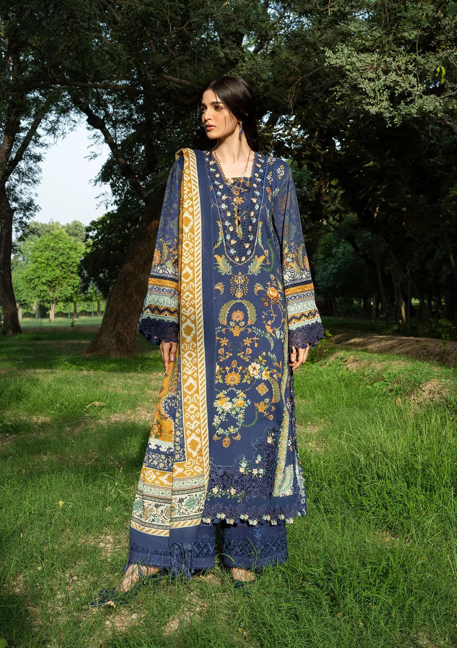Elaf Premium Wilderness Unstitched Marina Twill 3Pc Suit EWR-3A BLUES