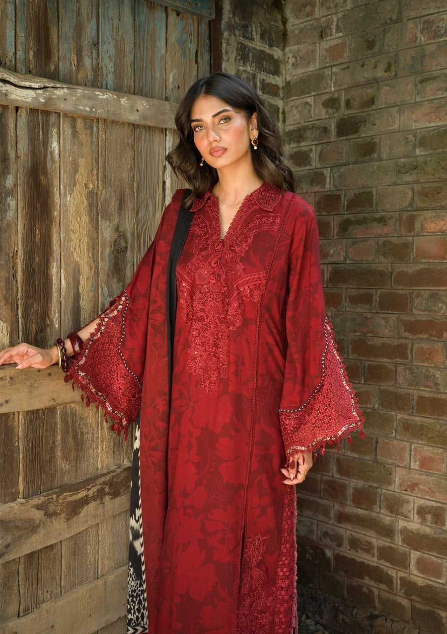 Elaf Premium Wilderness Unstitched Marina Twill 3Pc Suit EWR-5A CRIMSONWOOD
