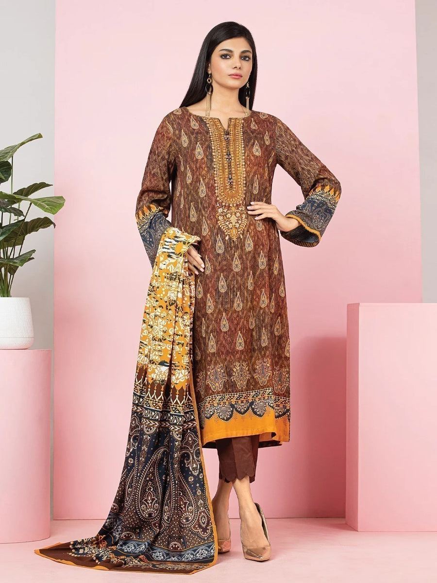edenrobe Premium Printed Unstitched Viscose 3Pc EWU22A4-24004