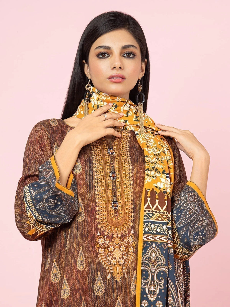 edenrobe Premium Printed Unstitched Viscose 3Pc EWU22A4-24004