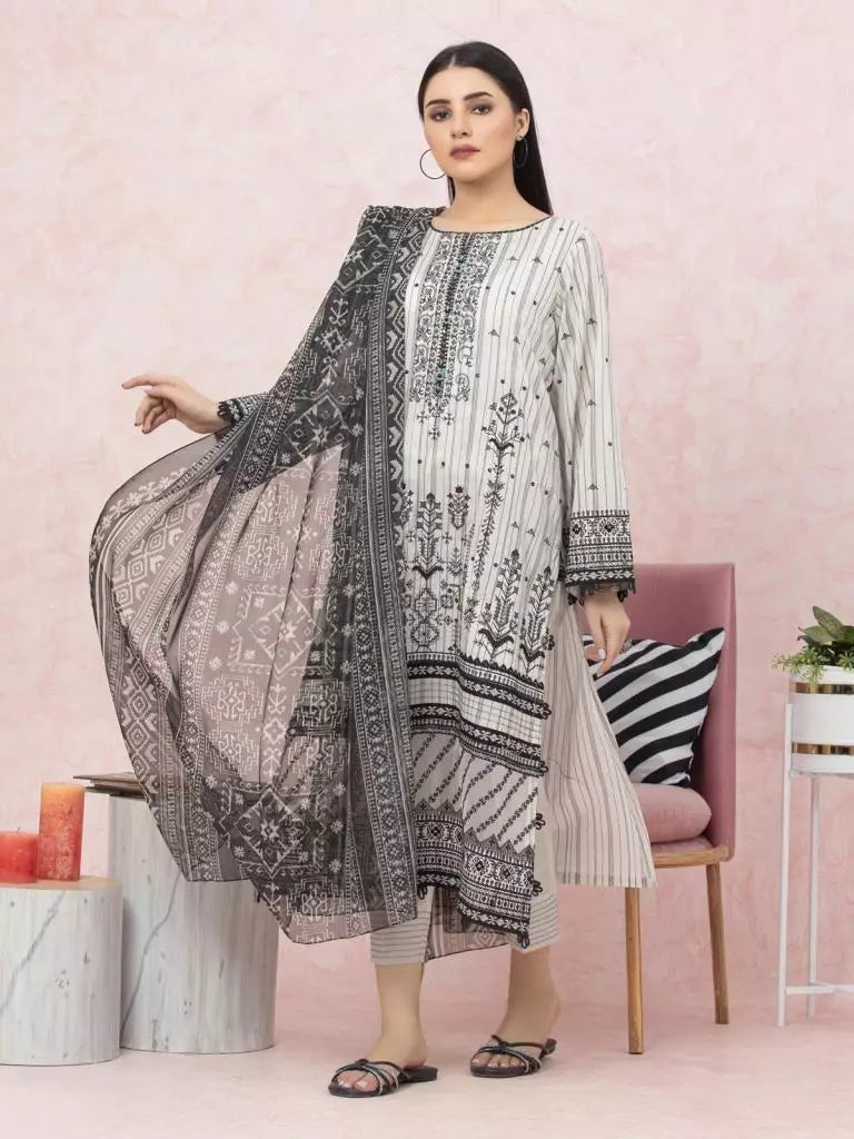 edenrobe Premium Festive Unstitched Lawn 3Pc Suit EWU22V1-26541