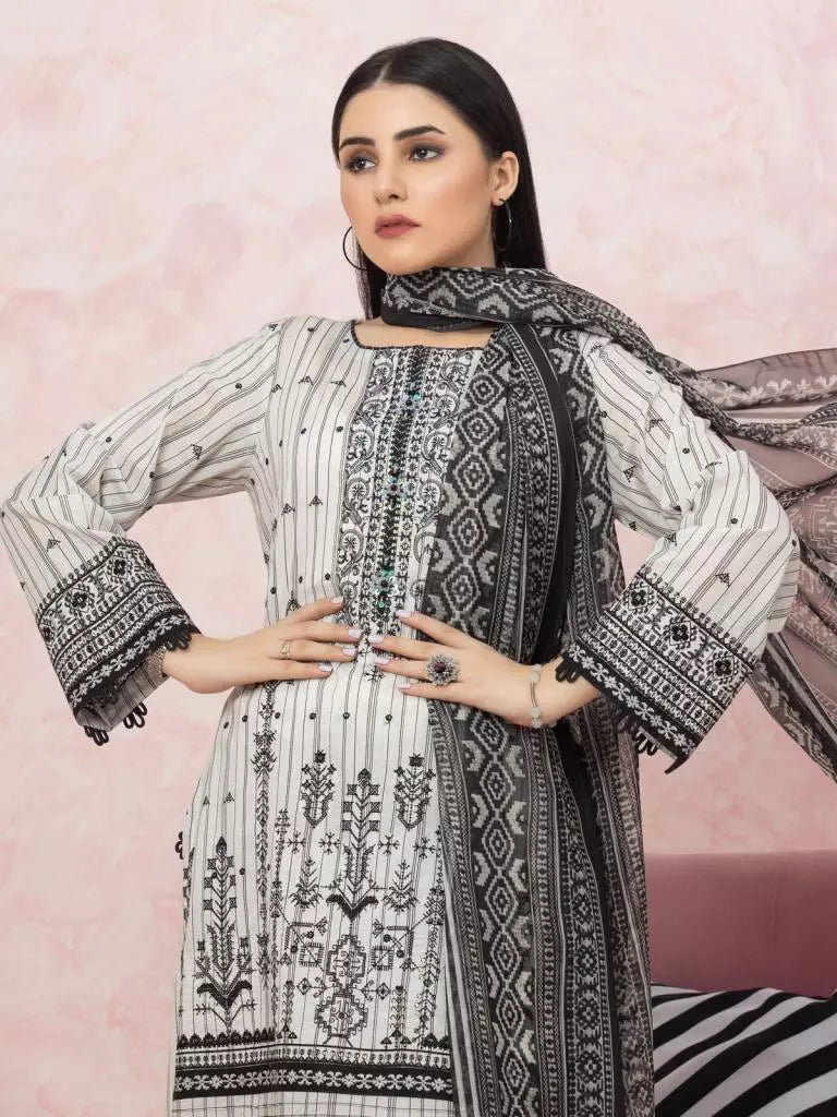 edenrobe Premium Festive Unstitched Lawn 3Pc Suit EWU22V1-26541