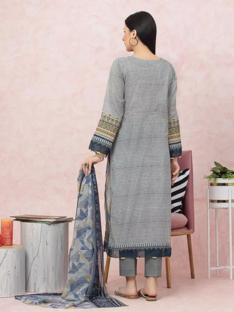 edenrobe Premium Embroidered Lawn Unstitched 3Pc Suit EWU22V1-26543