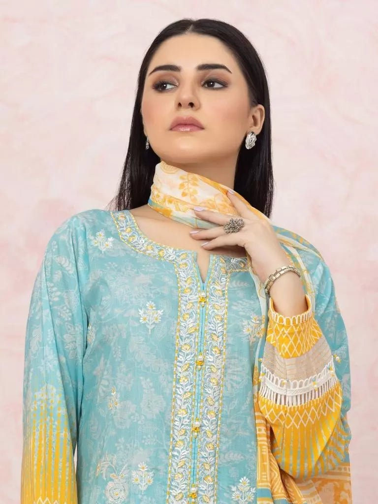 edenrobe Premium Festive Unstitched Lawn 3Pc Suit EWU22V1-26544